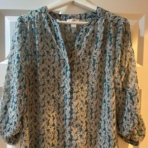 LOFT Tunic Rolled Tab Sleeves PETITE Large